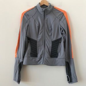 Zella gray and orange yoga jacket